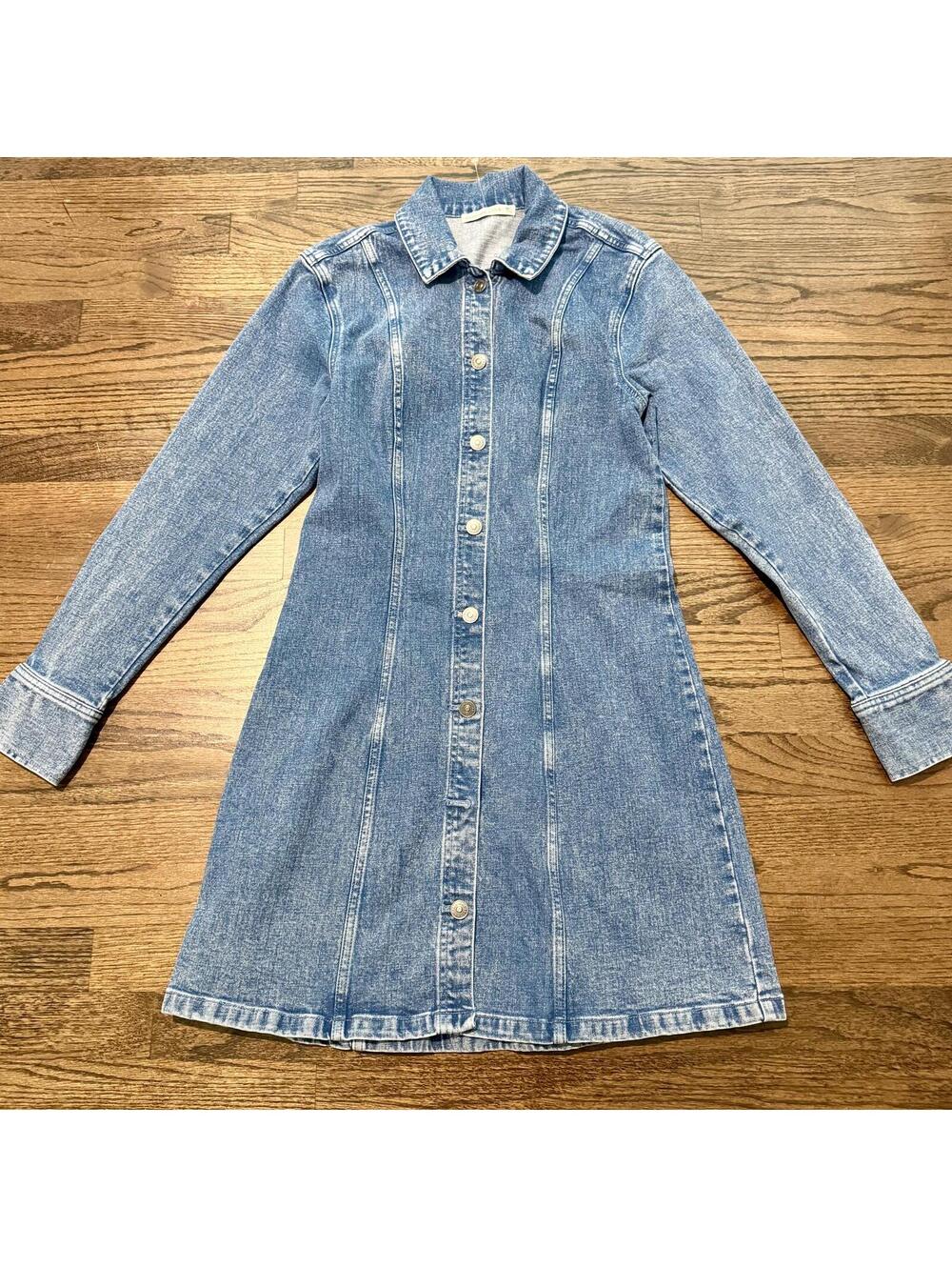 New Abercrombie & Fitch Blue Denim Shirt Jean Dress Size Medium Tall - Picture 2 of 8